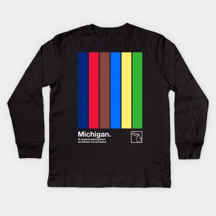 Michigan State Flag  // Original Minimalist Artwork Poster Design Kids Long Sleeve T-Shirt